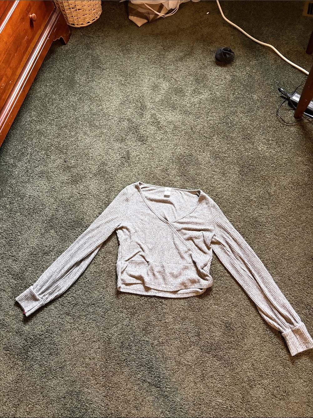 Hollister Gray Ribbed Knit Top